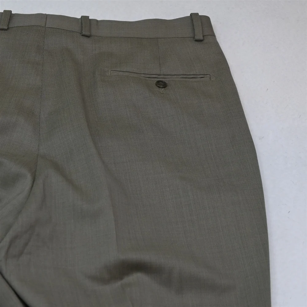 Vty Y2K 2000s Boxy 42R 36x30 Beige Stretch Wool Mens Jacket Pants Suit